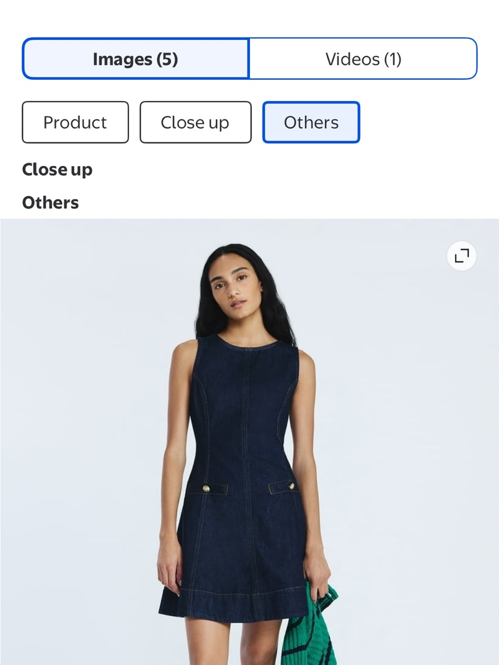 Free-Assembly Sleeveless Dark Blue Denim A-Line Dress, Size 16, NWT